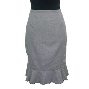 White House Black Market Y2K Ruffle Hem‎ Skirt Houndstooth Size 8